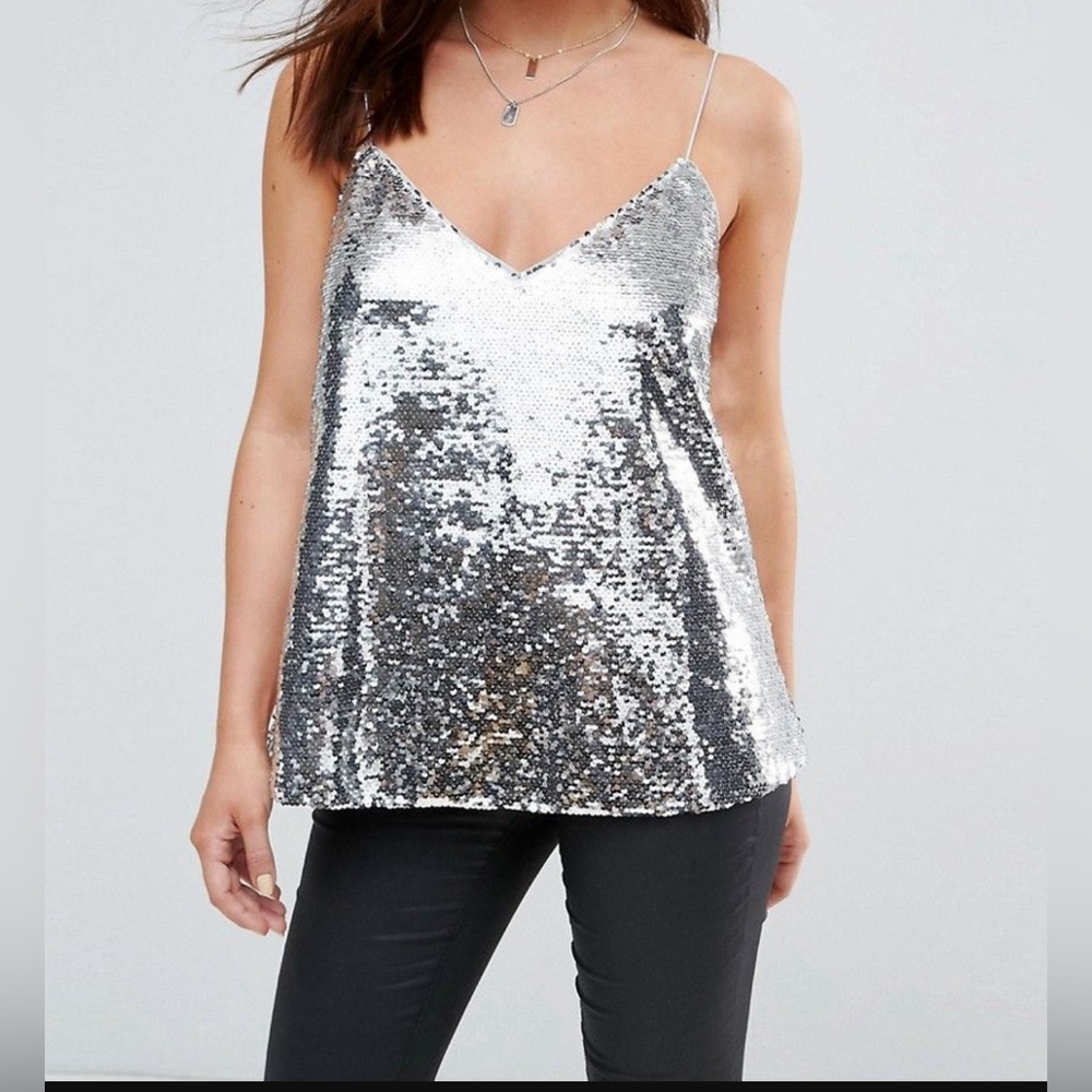 Rue 21 Silver Sequin Tank Top Women’s Size XL